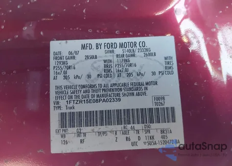 2008 Ford Ranger Sport z USA, uszkodzony, nr VIN 1FTZR15E08PA02339